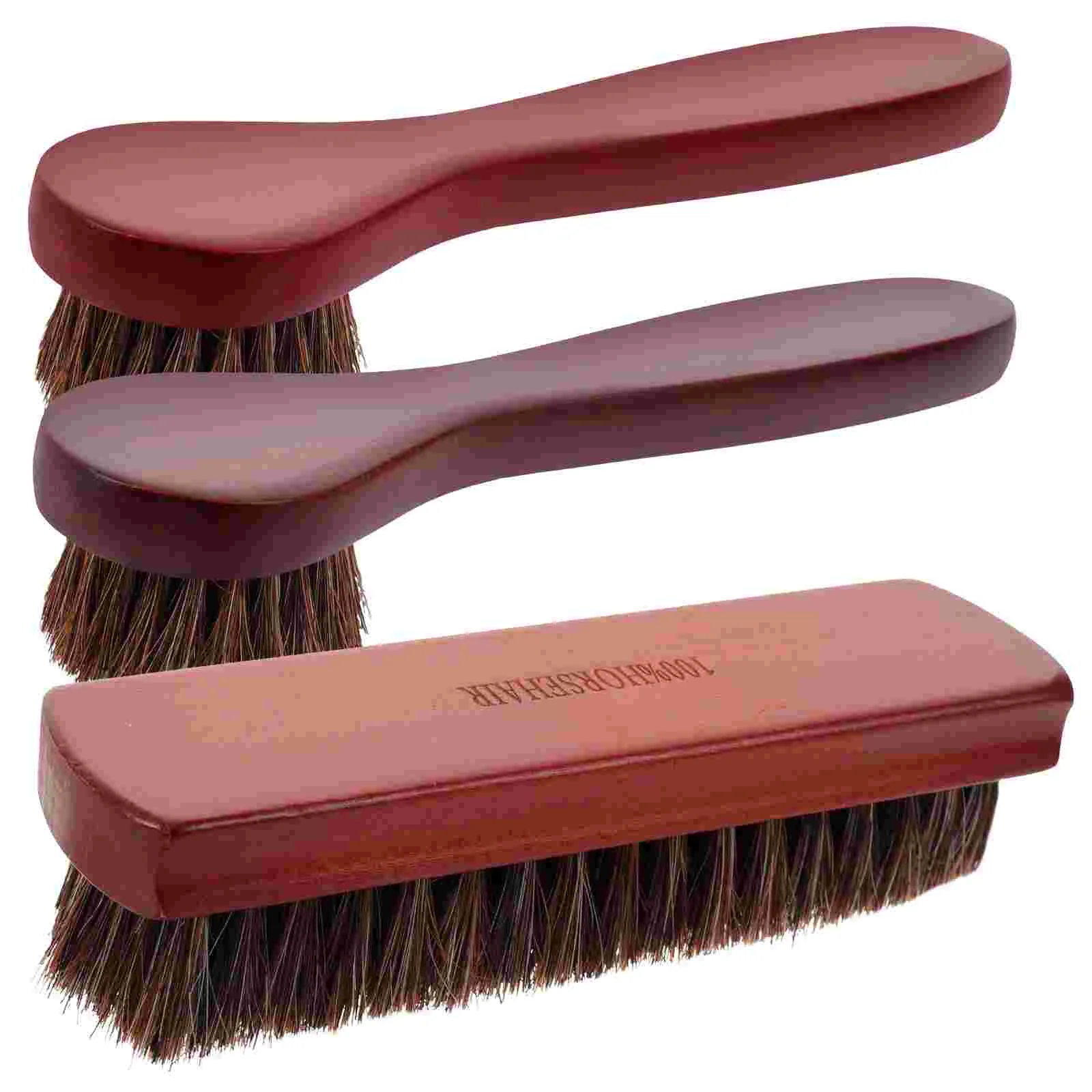 

3 Pcs Clean Polish Boot Brush Horsehair Shoe Kit Care Cleaner Cleaning Wood