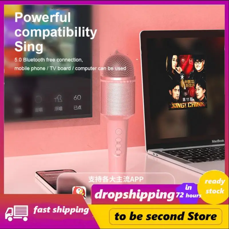 

For Home Ktv 5.0 Wireless Mic Low Power Built-in Sound Card Portable Singing Machine 1200mah Stable Karaoke Microphone
