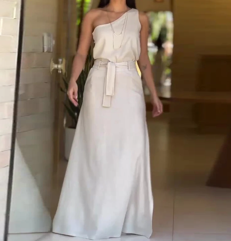 Женский комплект классического костюма Элегантный однотонный без рукавов с