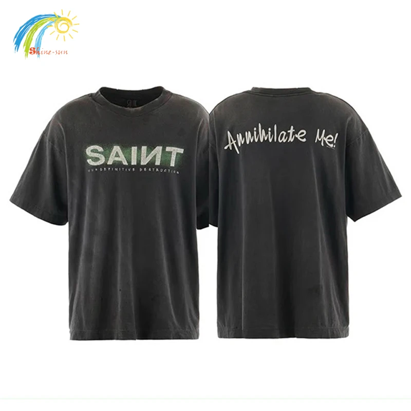 Классическая футболка с буквенным принтом и логотипом Saint для мужчин женщин
