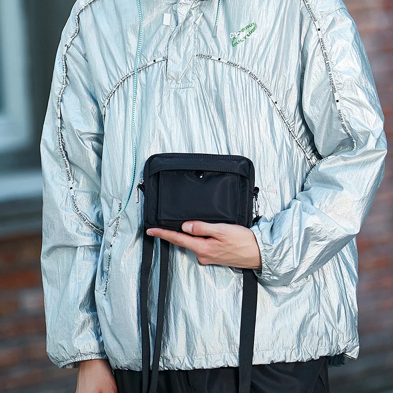 HcanKcan Men's Bag Japanese Style Mini Crossbody Bag Nylon Cloth Men's Shoulder Bag Waterproof Anti-Theft Mobile Phone Bag Pouch