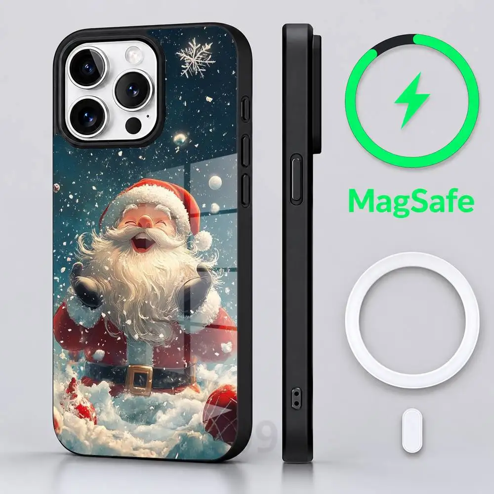 Фото Новогодний чехол для телефона с Дедом Морозом для iPhone 17 Air 16 15 14 13 12 11 Pro PROMax Plus Mini №4