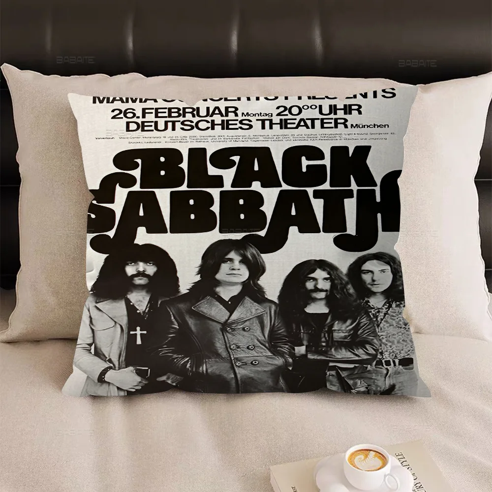 B-Black S-Sabbath Band Pillow Gift Home Office Decoration Bedroom Sofa Car Cushion Cover case 45x45