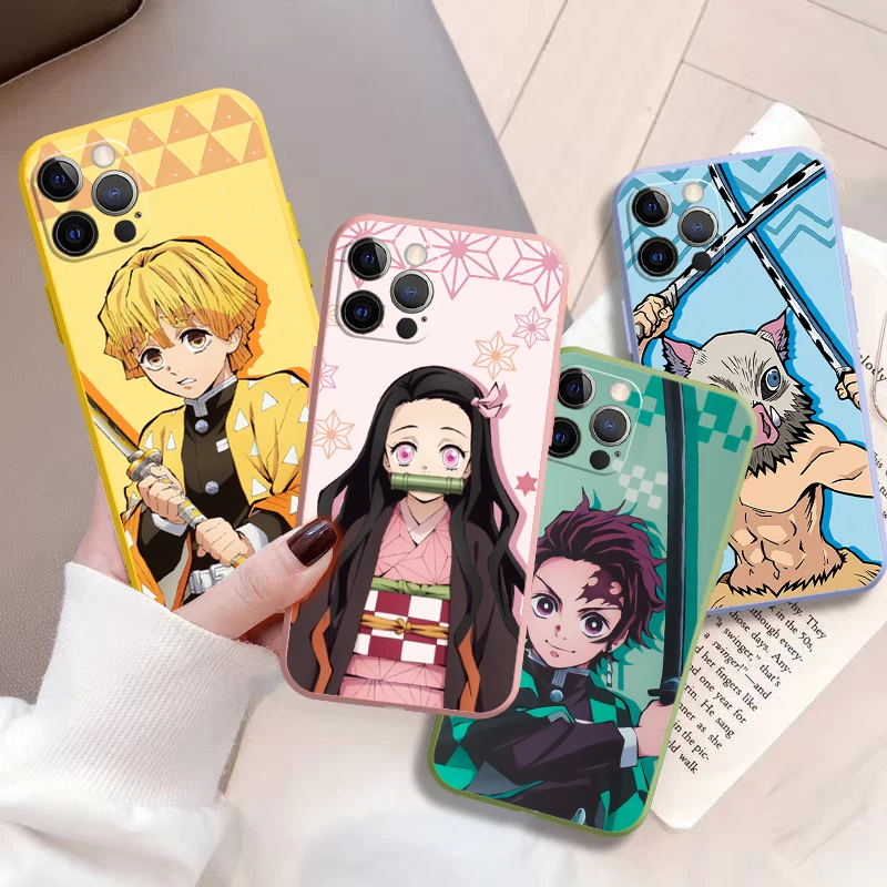 

Anime Demon Slayer Phone Case For iPhone 11 12 6 7 8 13 12mini XR XS 11Pro 12Pro MAX SE 2020 Kamado Nezuko Soft TPU Funda