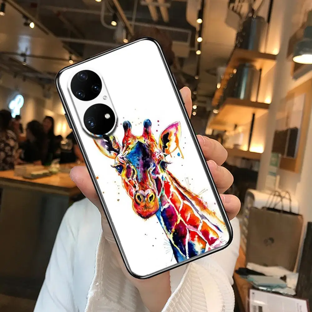 Чехол для телефона Huawei p50 P40 p30 P20 10 9 8 Lite E Pro Plus с акварельным жирафом