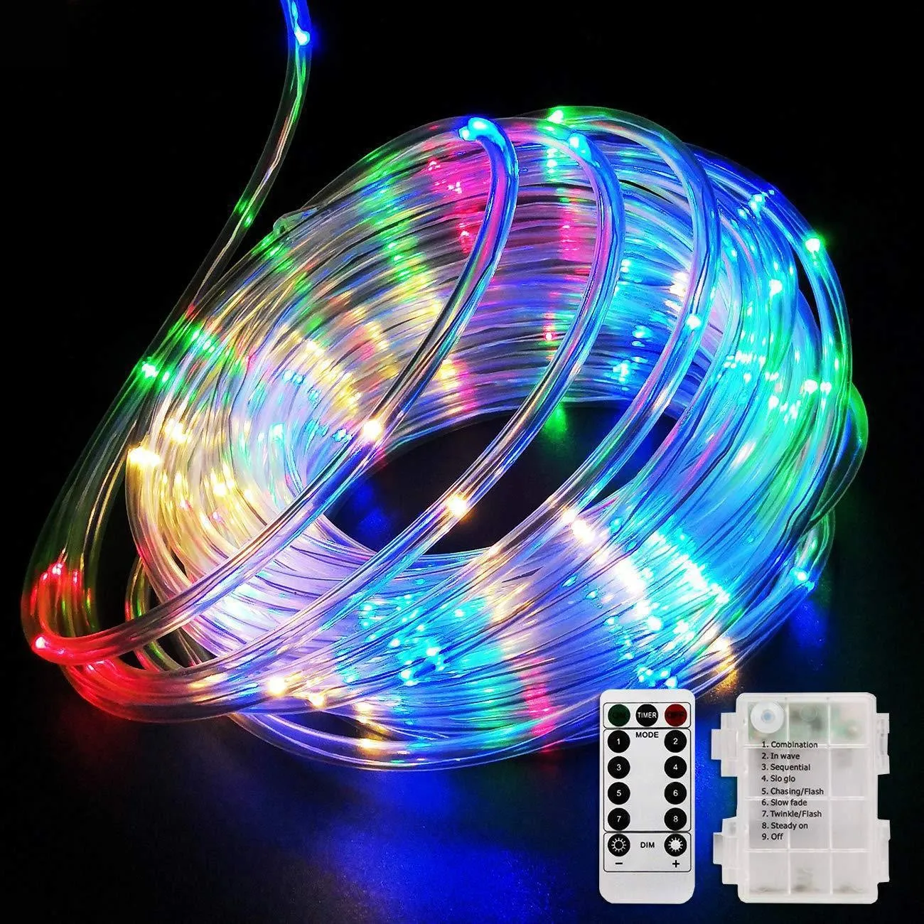 Battery Case Waterproof Telecontrol Outdoor Tube Lighting Strings 100/2000Lamp 8Modes For Yard Garden Decortion Party Holiday