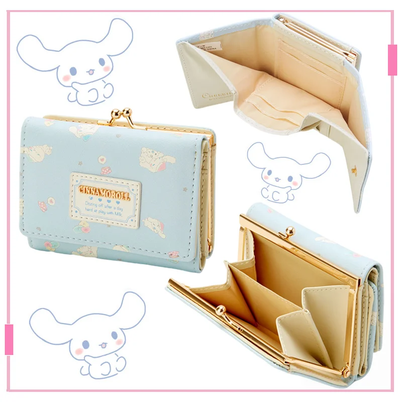 

Мультяшный аниме Sanrioed Kawaii Cinnamoroll, кошелек из искусственной кожи, складная сумка, Милая женская сумка для карт, подарок на день рождения и Рож...