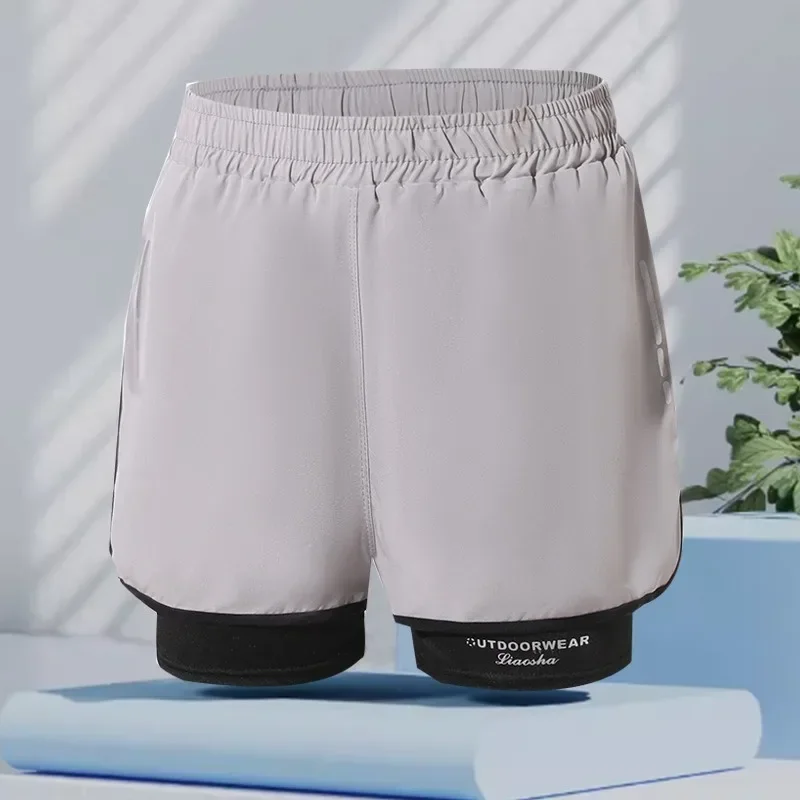 Свободные модные плавки для мужчин двухслойные профессиональные быстросохнущие