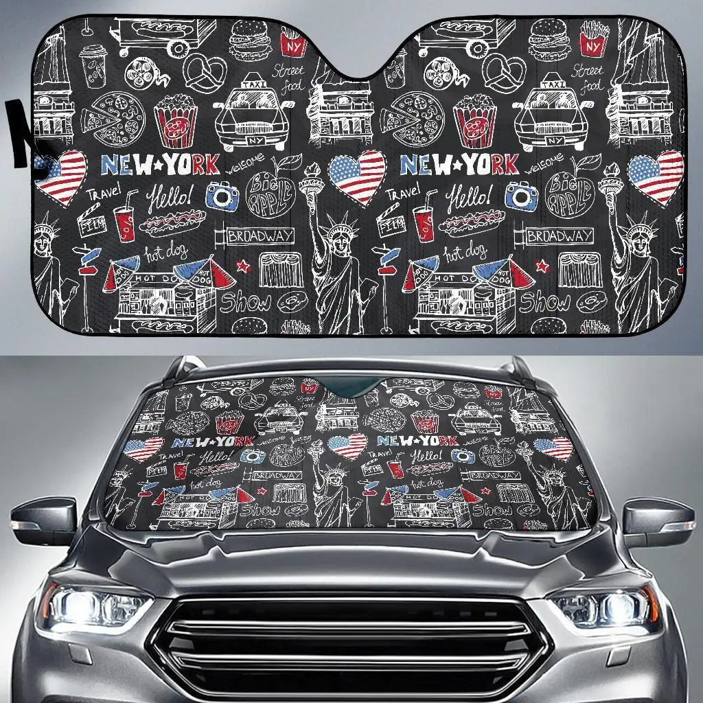 

New York Love Pattern Print Auto Sun Shade Car Windshield Window Cover Sunshade