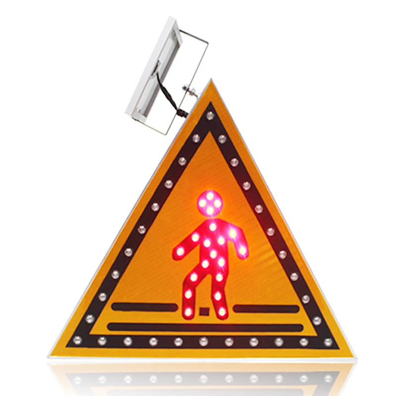 800*700mm solar panel pedestrian cross traffic road signs