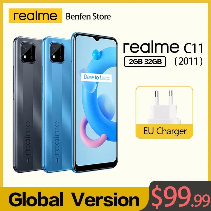 

Смартфон глобальная версия Realme C11 2021 дюйма, 2 Гб ОЗУ 32 Гб ПЗУ, большой дисплей 6,5 дюйма, камера 8 Мп, аккумулятор 5000 мАч, Play Store