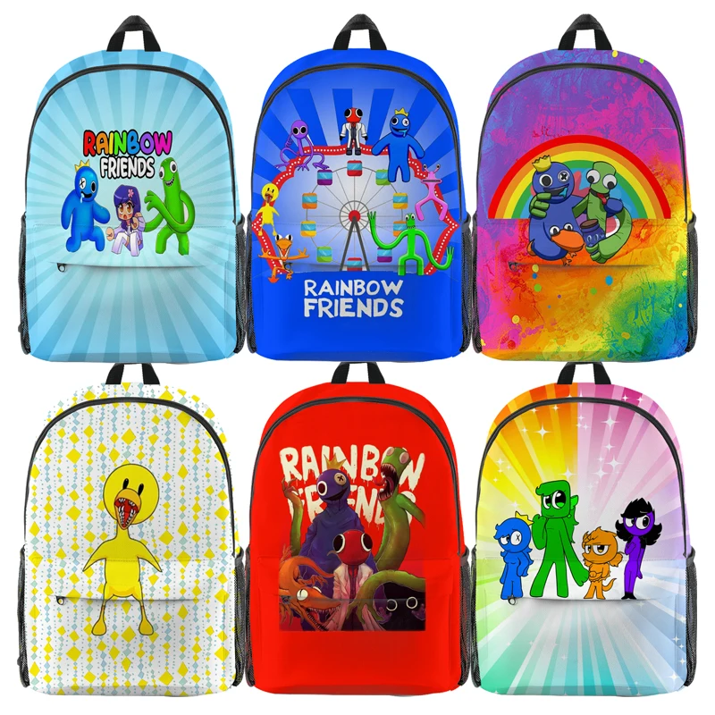 

Радужные детские школьные сумки через плечо с мультипликационным рисунком, водонепроницаемый рюкзак из ткани Оксфорд 3D для мальчиков и дев...