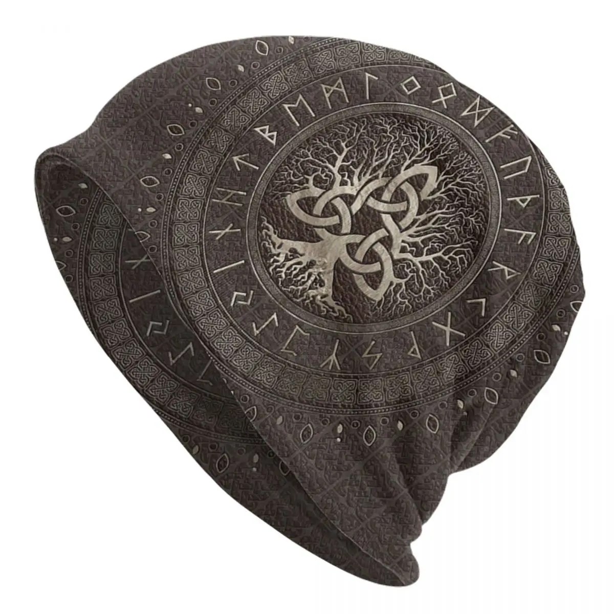 Tree Of Life With Triquetra Brown Adult Men's Women's Knit Hat Keep warm winter Funny knitted hat