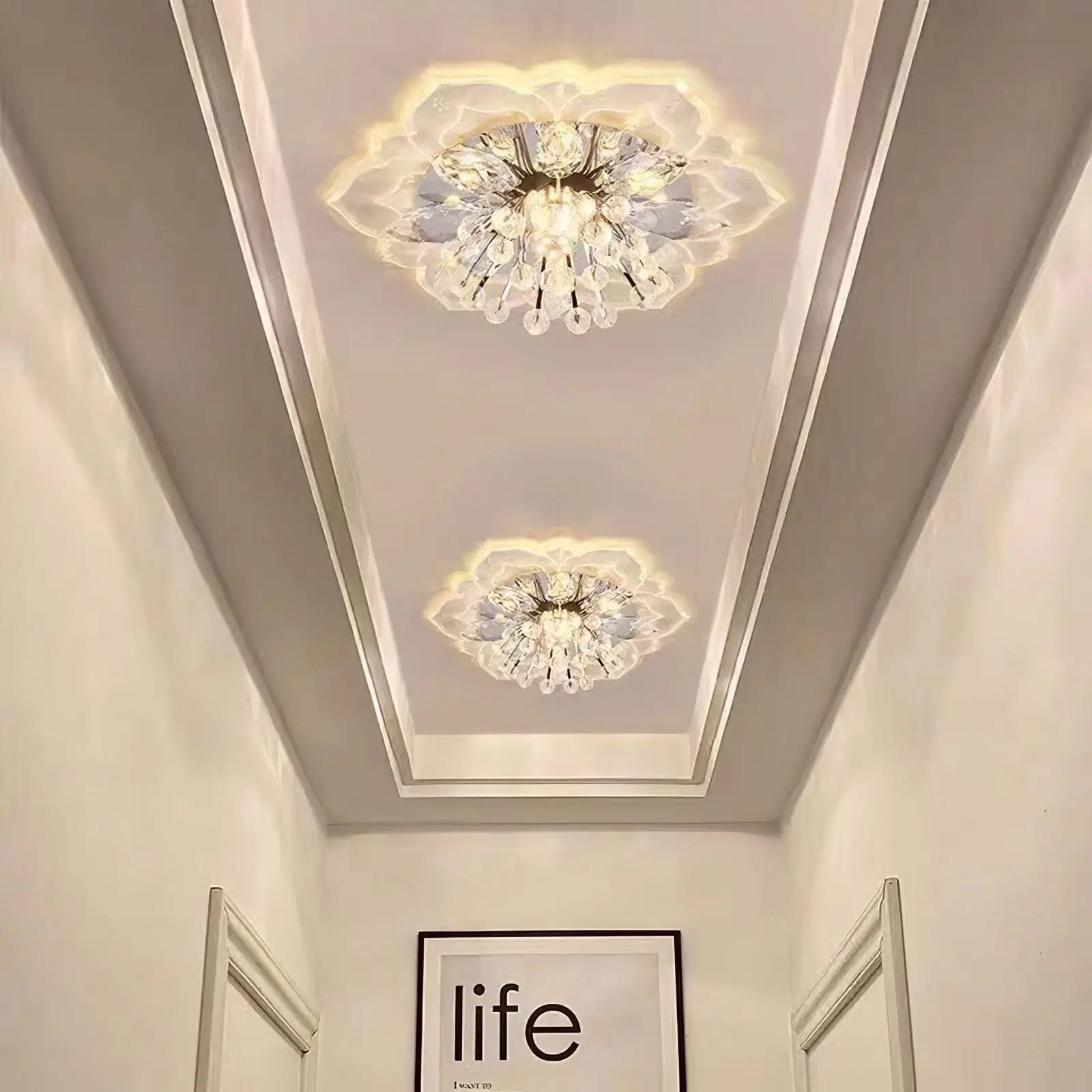 

Flower Shape LED Ceiling Lamp Acrylic Light Fixture Simple Style Exquisite Lights Equipment With E27 Lamp Head For Bedroom 9W