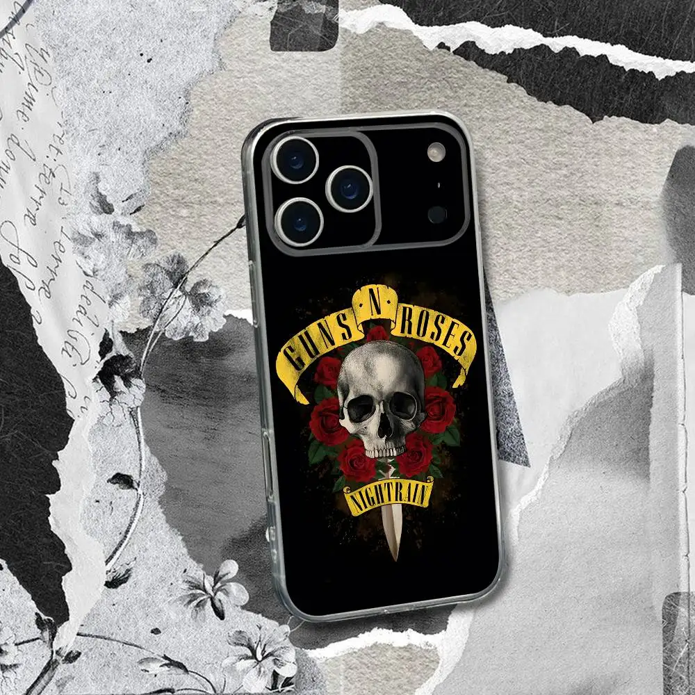 Фото Прозрачный пылезащитный мягкий чехол G-Guns N R-Roses для iPhone 17, 16, 15, 14, 13, 12, 11 Plus, Pro, Max, XR, XS, X, 7, 8 Plus, SE, Mini №2