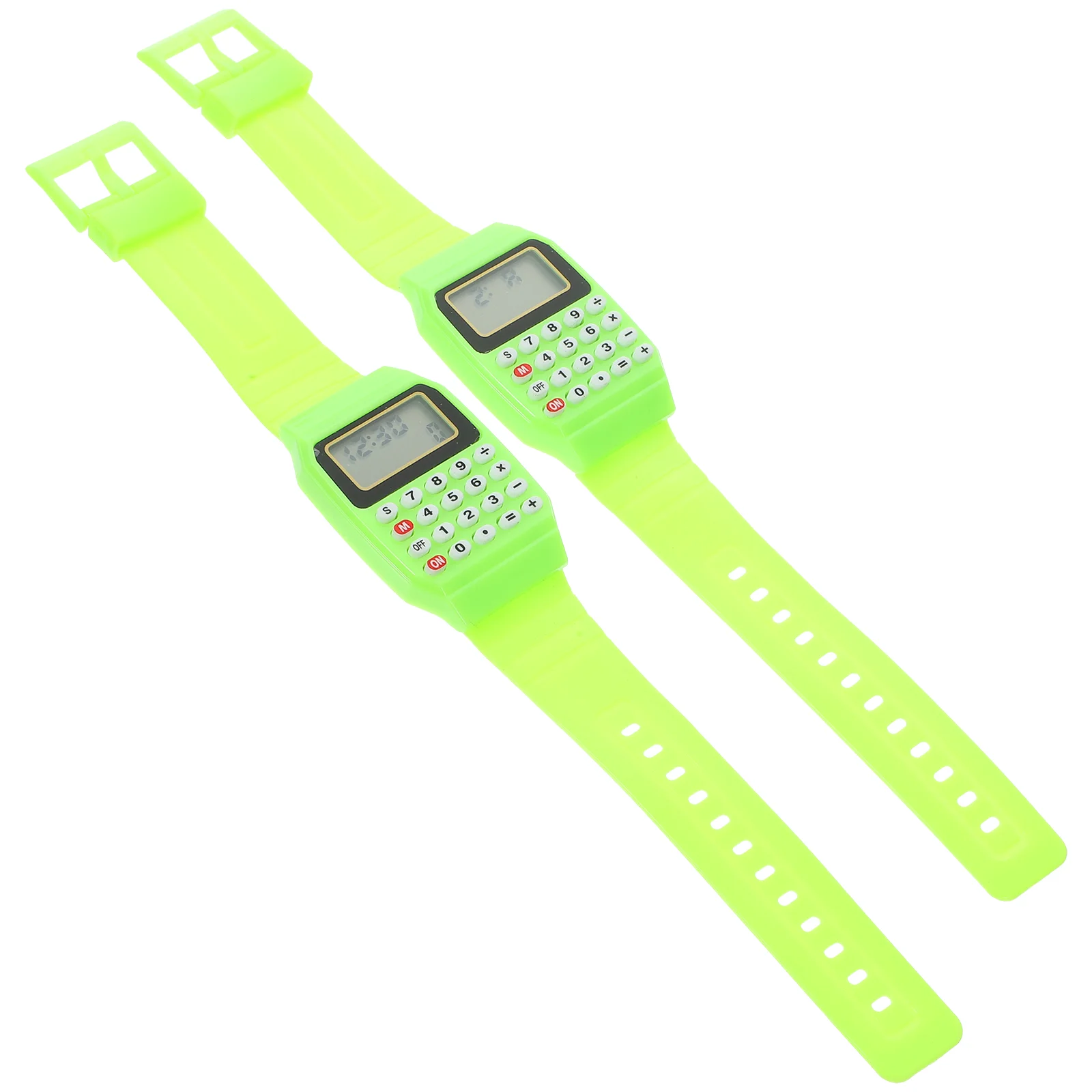 

2pcs Watch Type Calculators Portable Calculating Watch Wrist Geometric Operation Watch Birthday Gift for Kids Green
