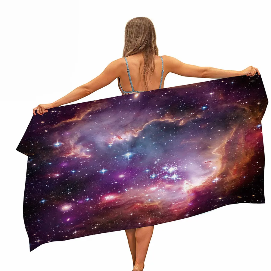 

Sparkling Starry Galaxy Microfiber Beach Towel Portable Quick Dry Sand Outdoor Travel Swim Blanket Yoga Mat Towel for Girls Boys