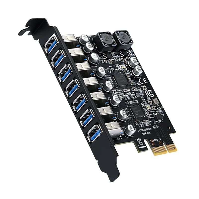 

USB 3.2 Pci Express Adapter Pci E to 7 Ports USB3 Gen1 Expansion Adapter Card Pci-E Extender Pci Express Card