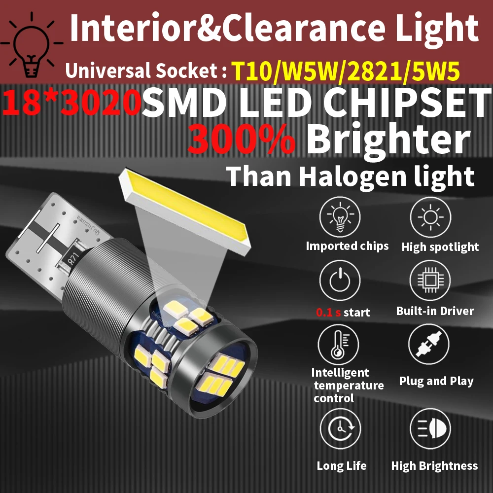 2 шт. осветительные приборы Canbus T10 лампы W5W 168 194 196 18SMD габаритные огни для парковки