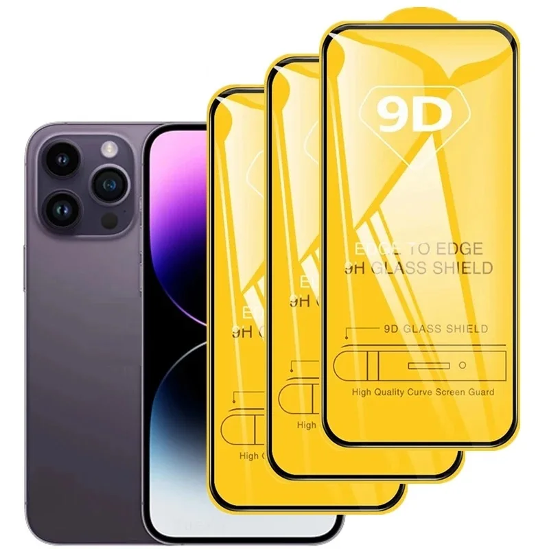 50/100pcs 9D Tempered Glass Screen Protector Film Guard For IPhone 6 7 8 plus x xr xs max 11 12 13 mini 13 pro 14 pro max