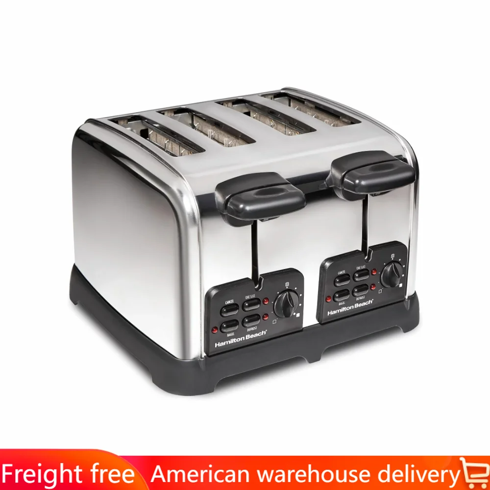 

Классический тостер на 4 ломтика с технологией обеспечения прожарки, электрические тостеры из нержавеющей стали, кухонные приборы для приготовления хлеба