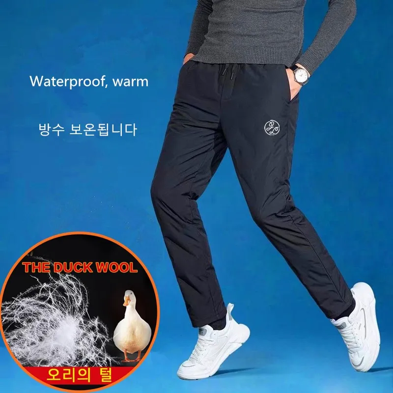 

Winter Men's Golf Down Pants Goose Duck Feather Golf Trousers Thick Warm White Duck Down Windproof waterproof Man's Golf Pant