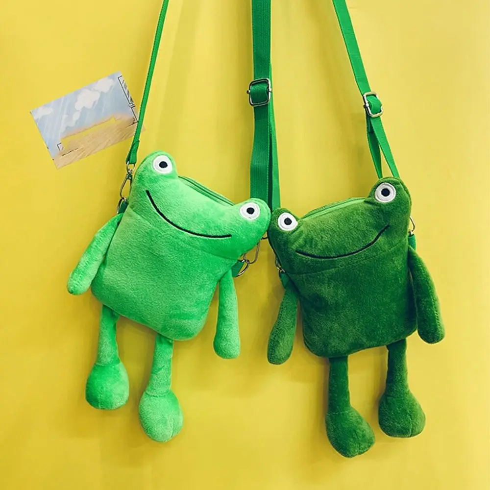 Women Plush Funny Cute Frog Crossbody Bag Messenger Bag Purses Shoulder Bag