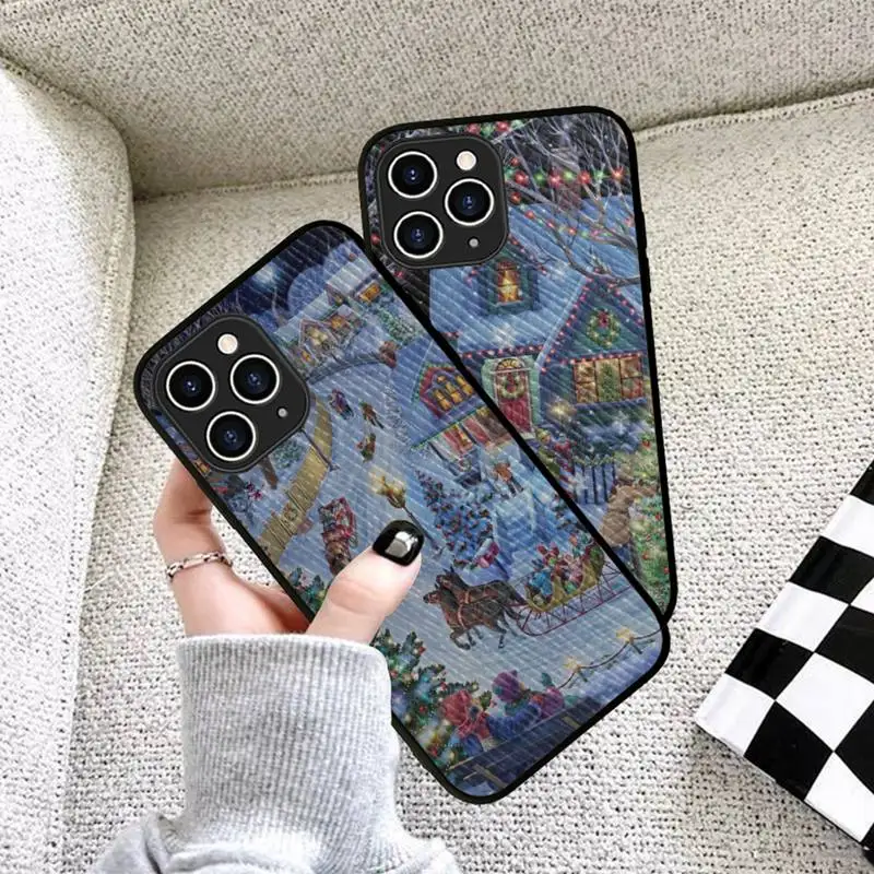 

winter house Phone Case Hard Leather Case for iPhone 11 12 13 Mini Pro Max 8 7 Plus SE 2020 X XR XS Coque