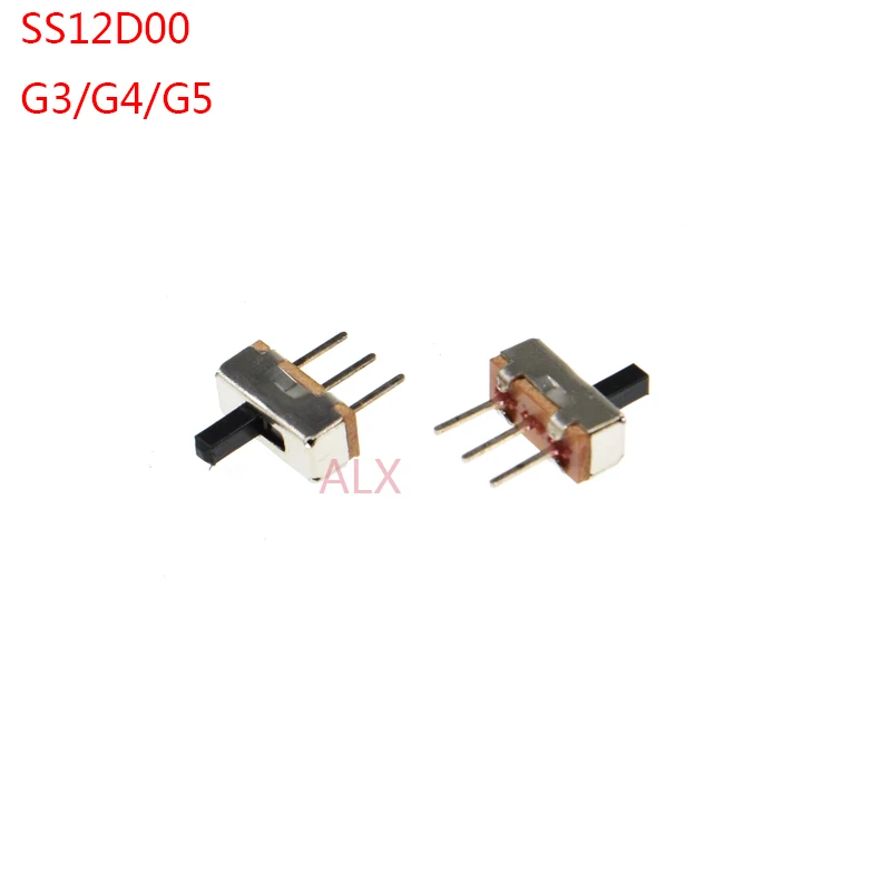 Переключатель-тумблер SS12d00 G3/G4/G5, 3 контакта, ручка 1P2T, высота 3 мм/4 мм/5 мм, шаг 2,5 мм, переключатели-слайдеры SS12D00G3, SS12D00G4, SS12D00G5, 20 шт.