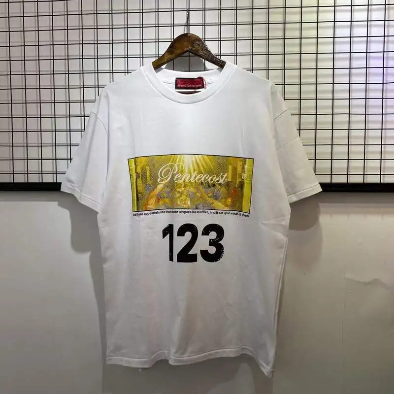

New 22 Novelty With Tag High Men RRR123 Painting T Shirts T-Shirt Hip Hop Skateboard Street Cotton T-Shirts Tee Top kenye #A473