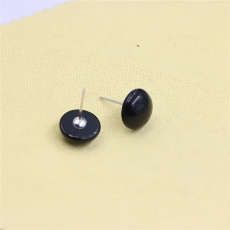 

ZFSILVER 100% S925 Sterling Silver Fashion 12MM Black Obsidian Beads Stud Earrings For Women Jewelry Gemstone Brincos Girl Party