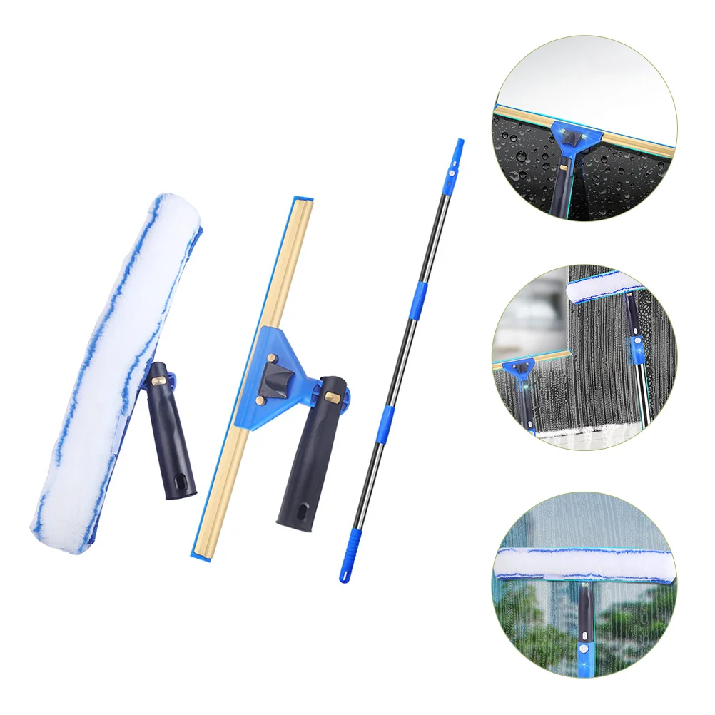 

Glass Cleaning Scraper Extendable Squeegee Window Cleaner Car Mirror Washing Wiper Kit Tool Microfiber Scrubber Pole