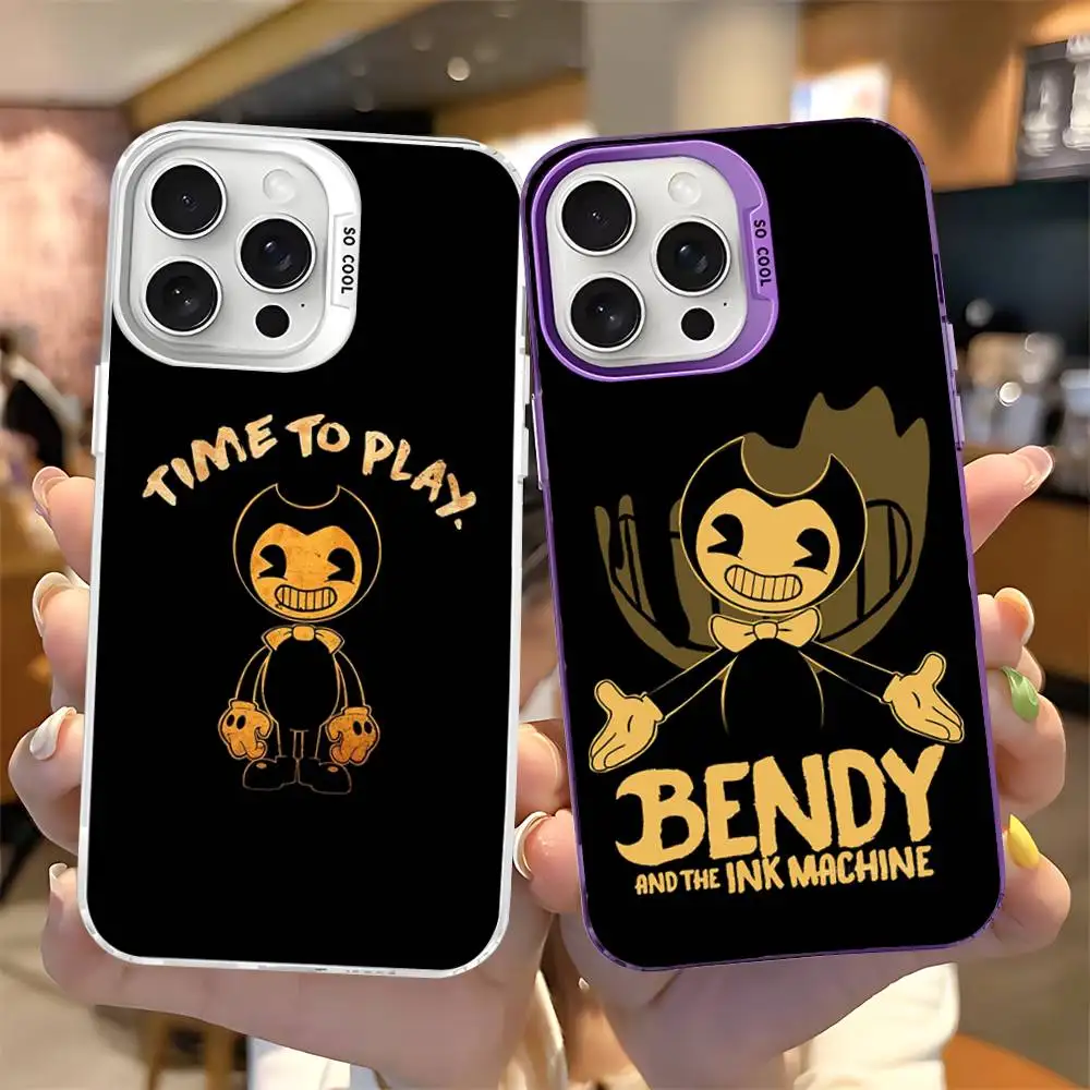 Фото Классический чехол для телефона B-Bendy And The I-Ink M-Machine для iPhone 17 16 15 14 11 12 13 Pro Max Plus Pro, цветной, серебристый №2