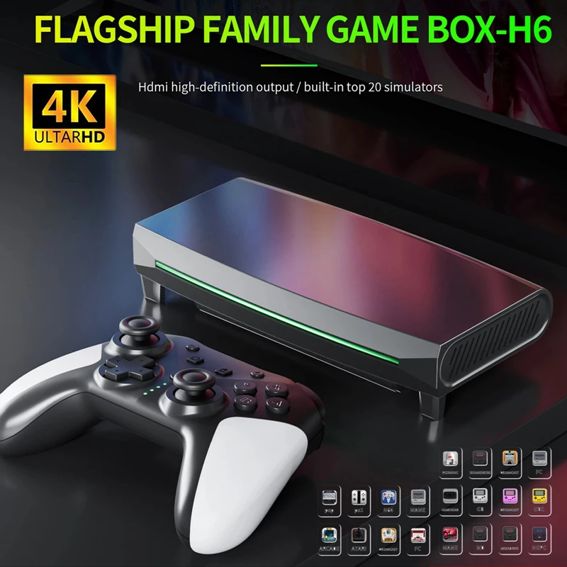 H6 Video Game Console Game Box for PS1/N64/ARC 20000 Games 128G 64G With 2.4G Wireless Controllers 4K HD TV Retro Mini TV Box