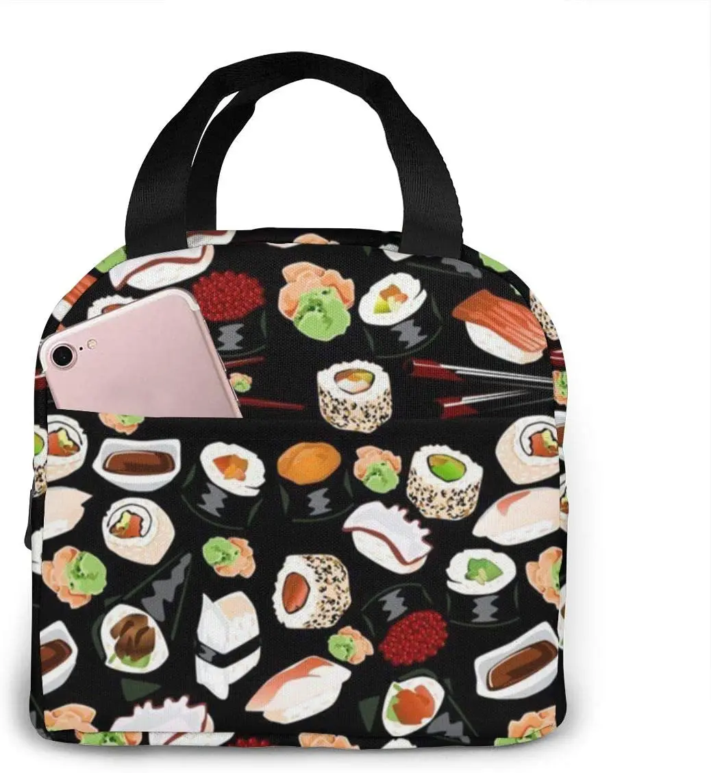 

Japanese Sushi Lunch Bag for Women Girls Kids Insulated Picnic Pouch Thermal Cooler Tote Bento Large Meal Prep Cute Bag