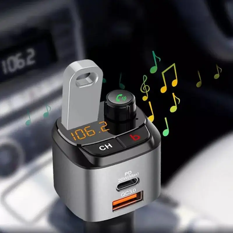 Беспроводной FM-радиопередатчик FM-радиоадаптер Музыкальный плеер Звук глубоких