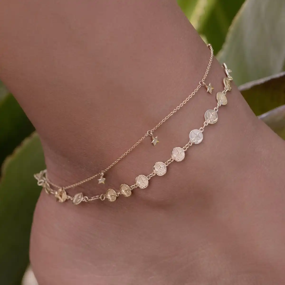 

Unique S925 sterling silver Light Balance Anklet with Moonstone