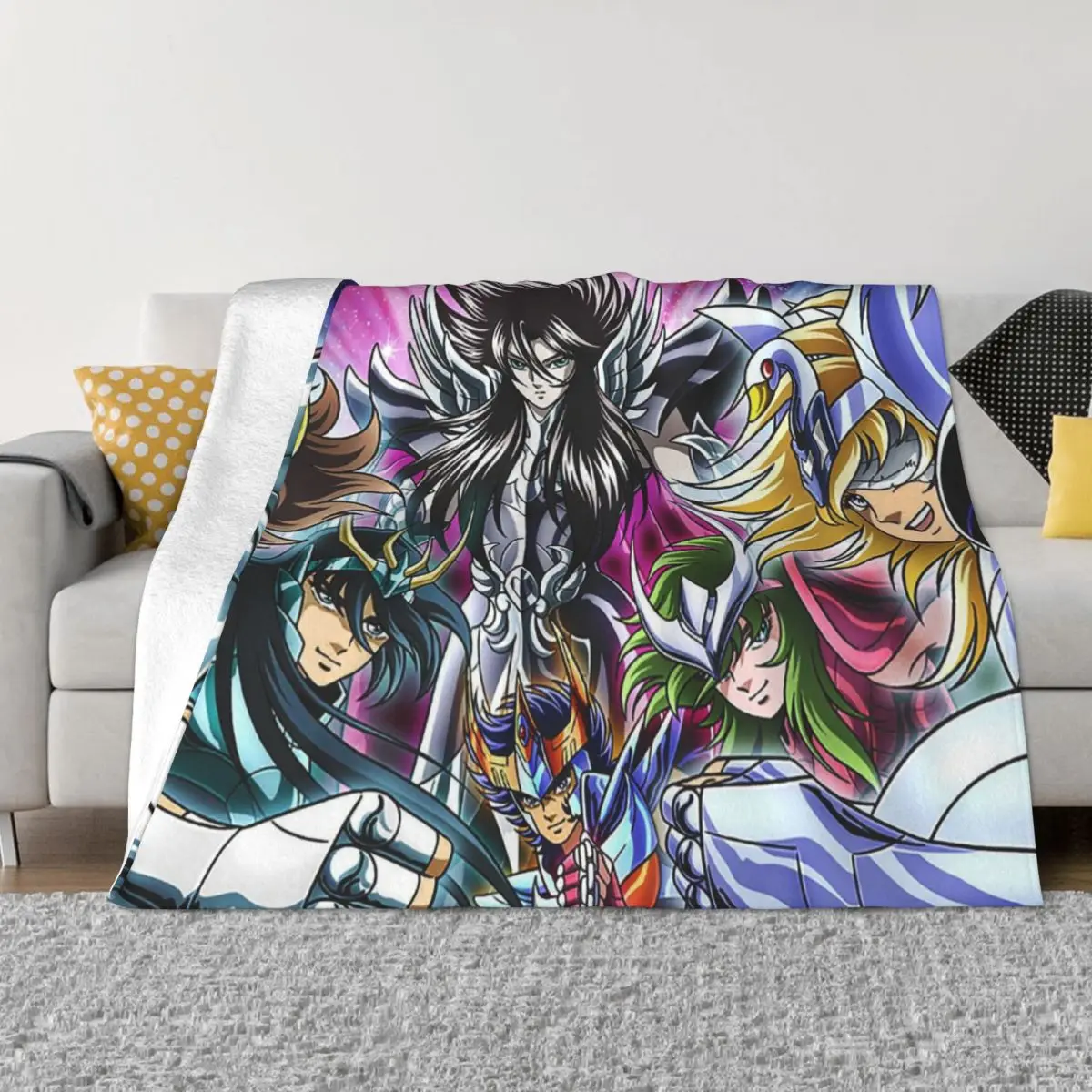 

Saint Seiya Shun Manga Blanket Flannel Spring Autumn Japanese Retro Warm Throws For Winter Bedding
