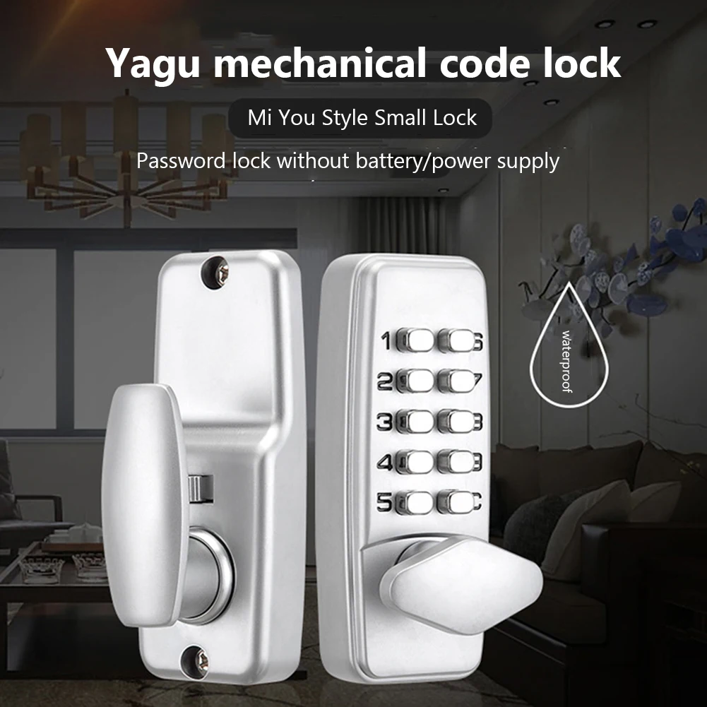 

Metal Mechanical Code Lock Sturdy Waterproof Door Code Lock Antirust Interchangeable Handle Easy Installation for Home Apartment