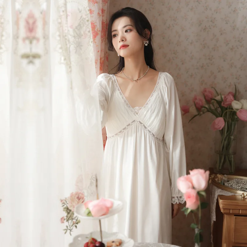 Roseheart Women Homewear White Cotton Lace Sexy Sleepwear Nightdress Nightwear Nightgown Sleepwear Homewear Gown Dress