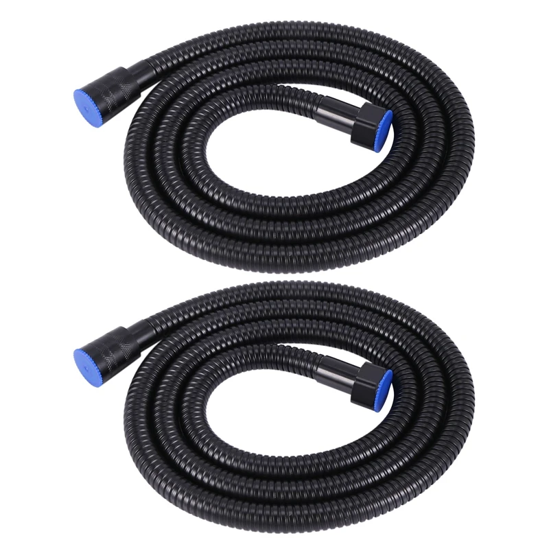 

LUDA 2X Black Shower Hose 150Cm Stainless Steel Shower Tube Flexible Gold Bathroom Hose Plumbing Glossy