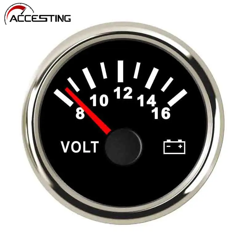 

52 мм Морской Авто вольтметр 8 ~ 16 в водонепроницаемый мотоцикл автомобиль лодка автомобиль вольтметр с красной подсветкой