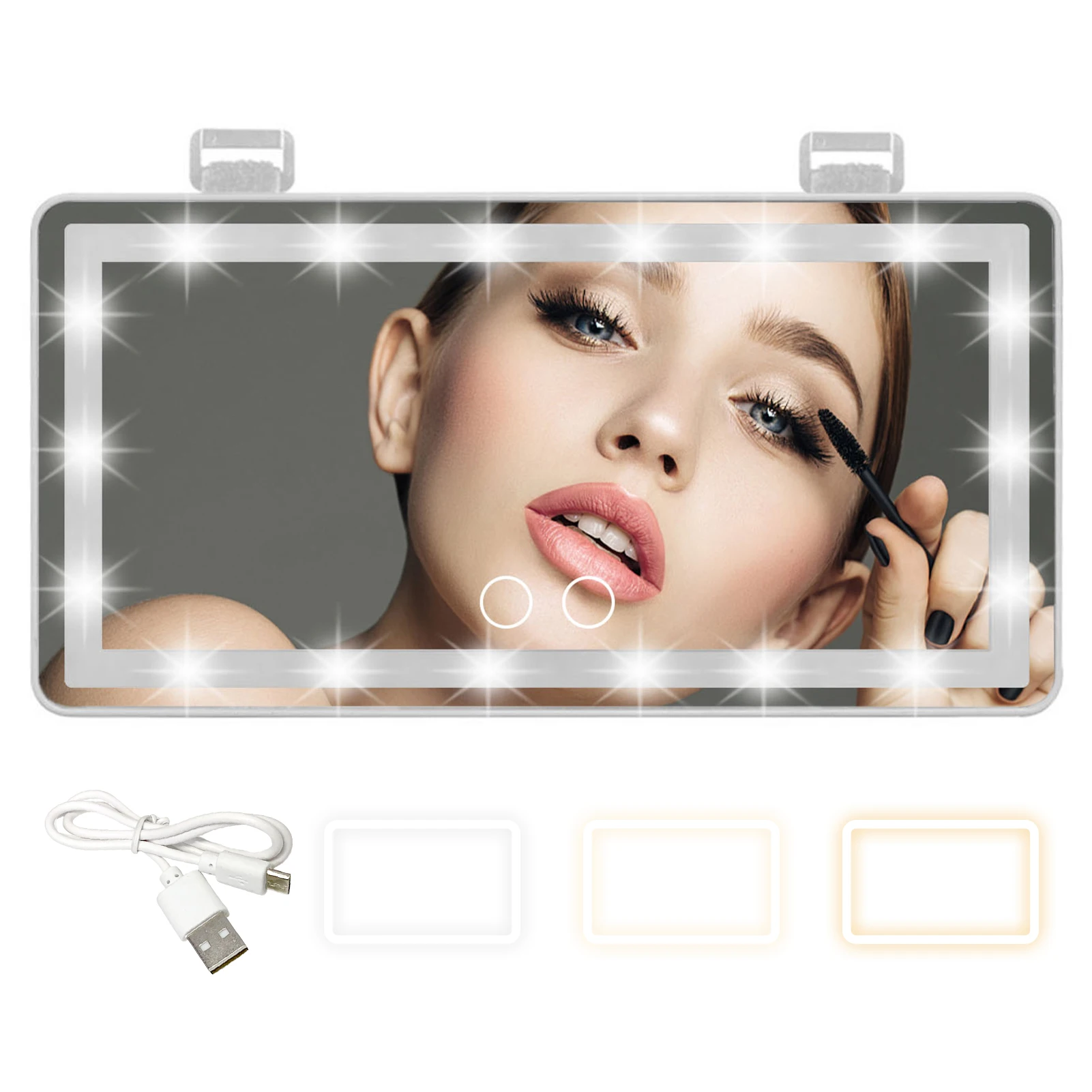 

Автомобильное зеркало для макияжа с 3 режимами светильник и 60 светодиодами