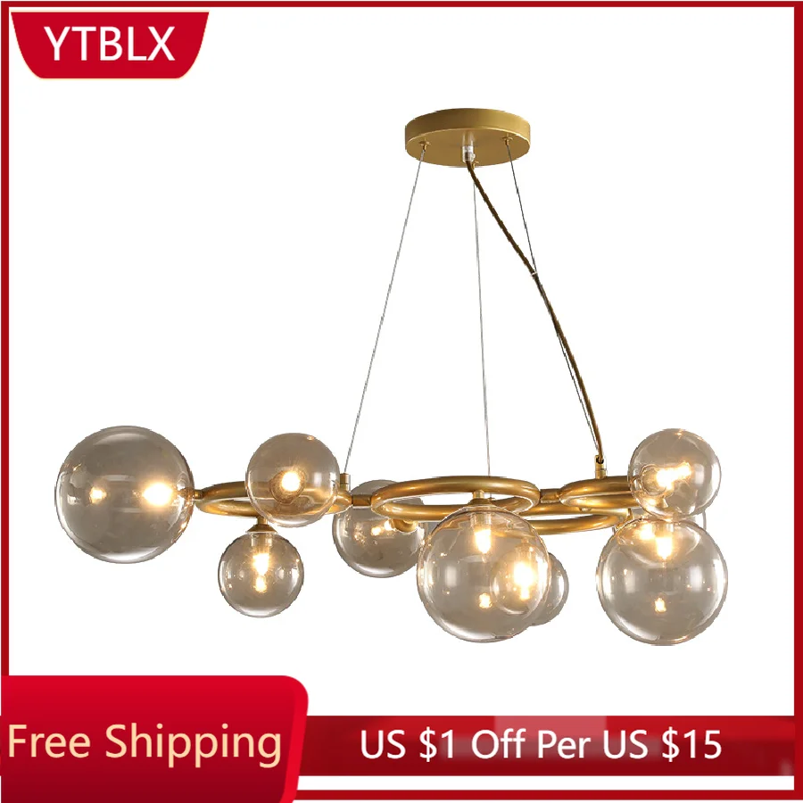 

Modern Led Ceiling Light Clear Gray Glass Ceiling Chandelier for Dining Room Table Pendant Lamp Lighting Fixtures Bedroom