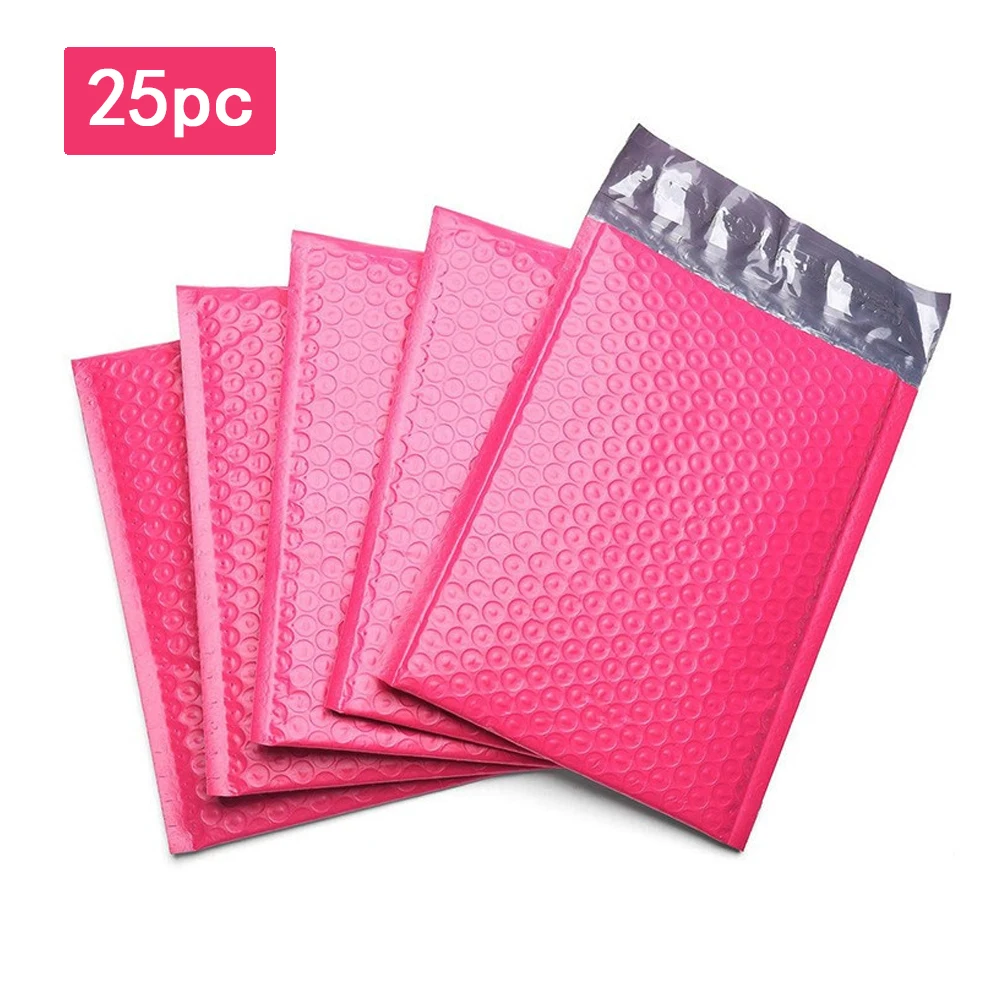 

25pc Rose Pink Bubble Mailers Padded Envelopes Pearl film Gift Present Mail Envelope Bag For Book Magazine Lined Mailer Self Sea