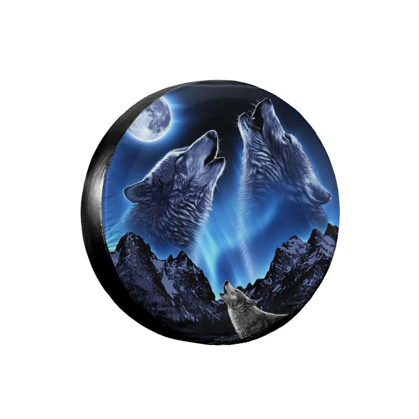 

3D Printed Wolf Spare Tire Cover Waterproof Dust-Proof UV Sun Wheel Tire Cover Fit for Jeep,Trailer,