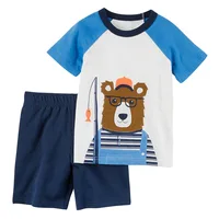 Casual 100% Cotton Kids Children Suit New 2022 Summer Short Sleeve T-shirt Pants Baby Girl Clothes Sets Infant Boys Beach Outfit