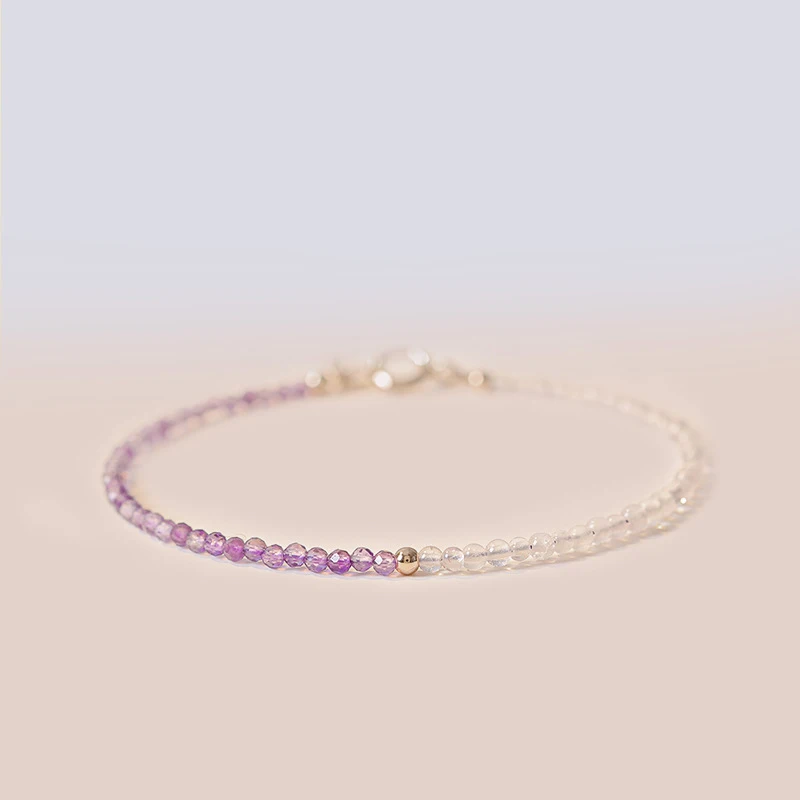 

Natural Lavender Amethyst Women's Bracelet For Female Extremely Fine 2mm 14k Gold Plated Bracelets Gift Jewelry