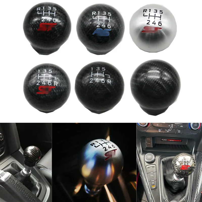 New 6 Speed Racing Carbon Fiber Gear Shift Knob For Ford Focus ST RS Fiesta Car Handball Aluminum alloy