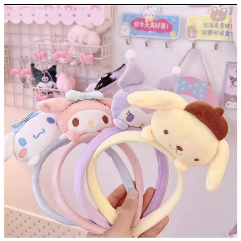 

Cartoon Kawaii Sanrios My Melody Cinnamoroll Kuromi Purin Cute Anime New Three-Dimensional Plush Hair Accessories Headband